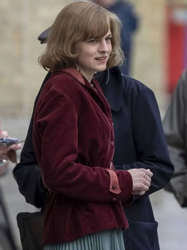 Emma Corrin My Policeman Maroon Coat