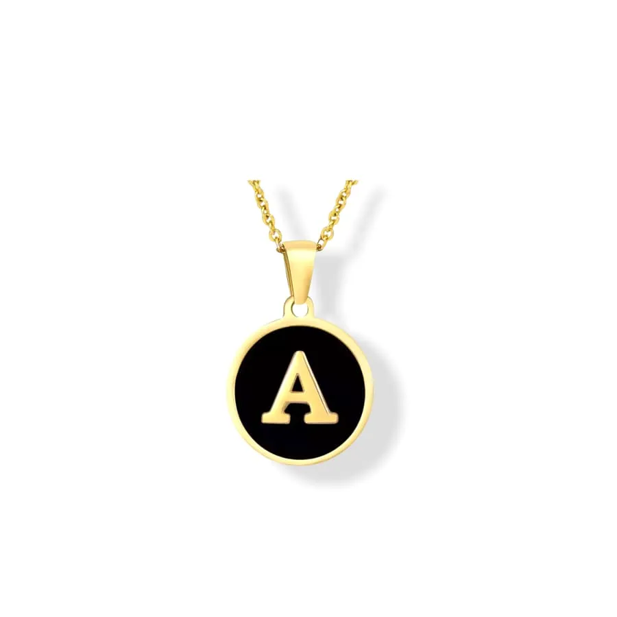 Enamel letter charm - necklace 18kts gold plated