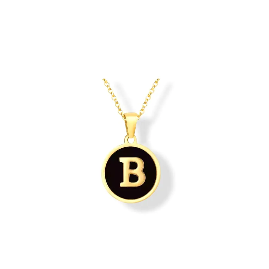 Enamel letter charm - necklace 18kts gold plated