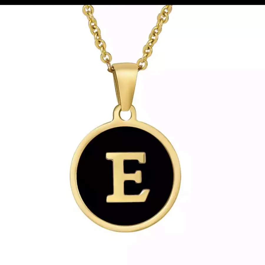 Enamel letter charm - necklace 18kts gold plated