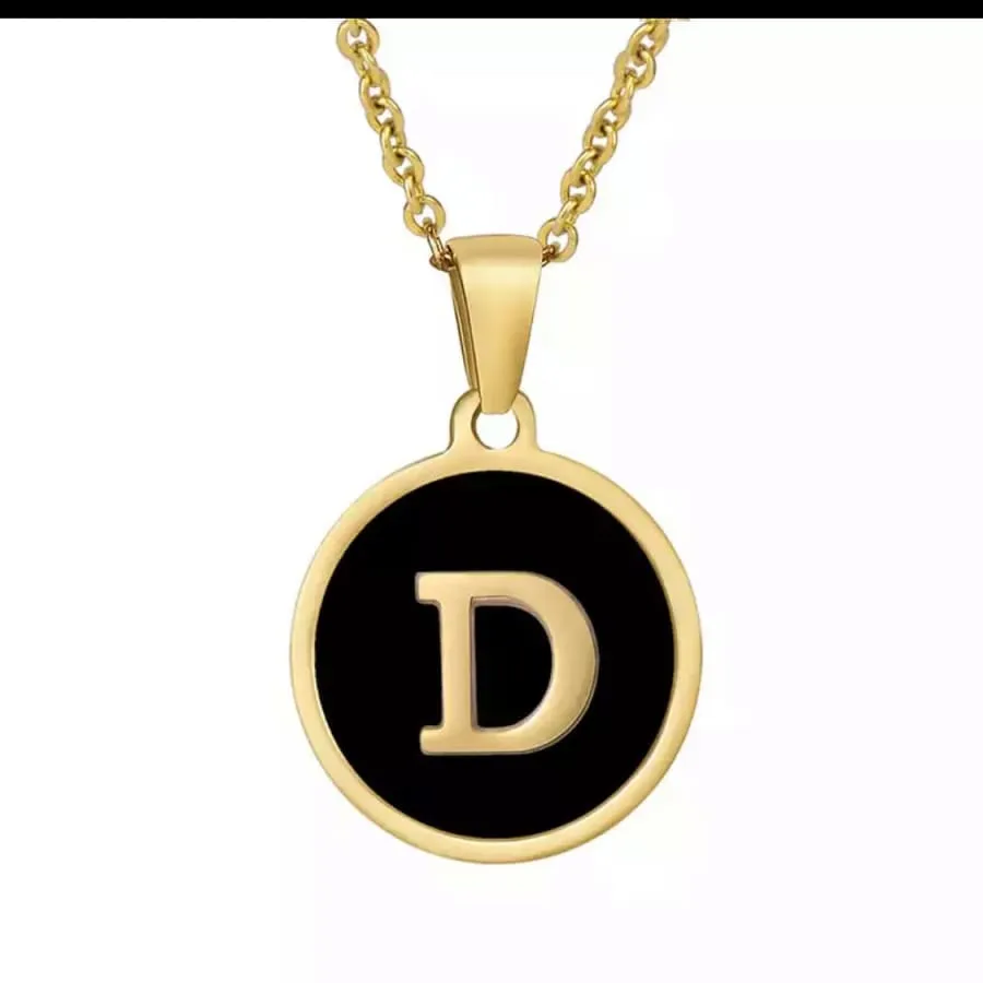 Enamel letter charm - necklace 18kts gold plated