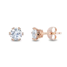 Enchanted Disney Fine Jewelry 14K Rose Gold with 1.00 CTTW Diamond Majestic Princess Solitaire Earrings