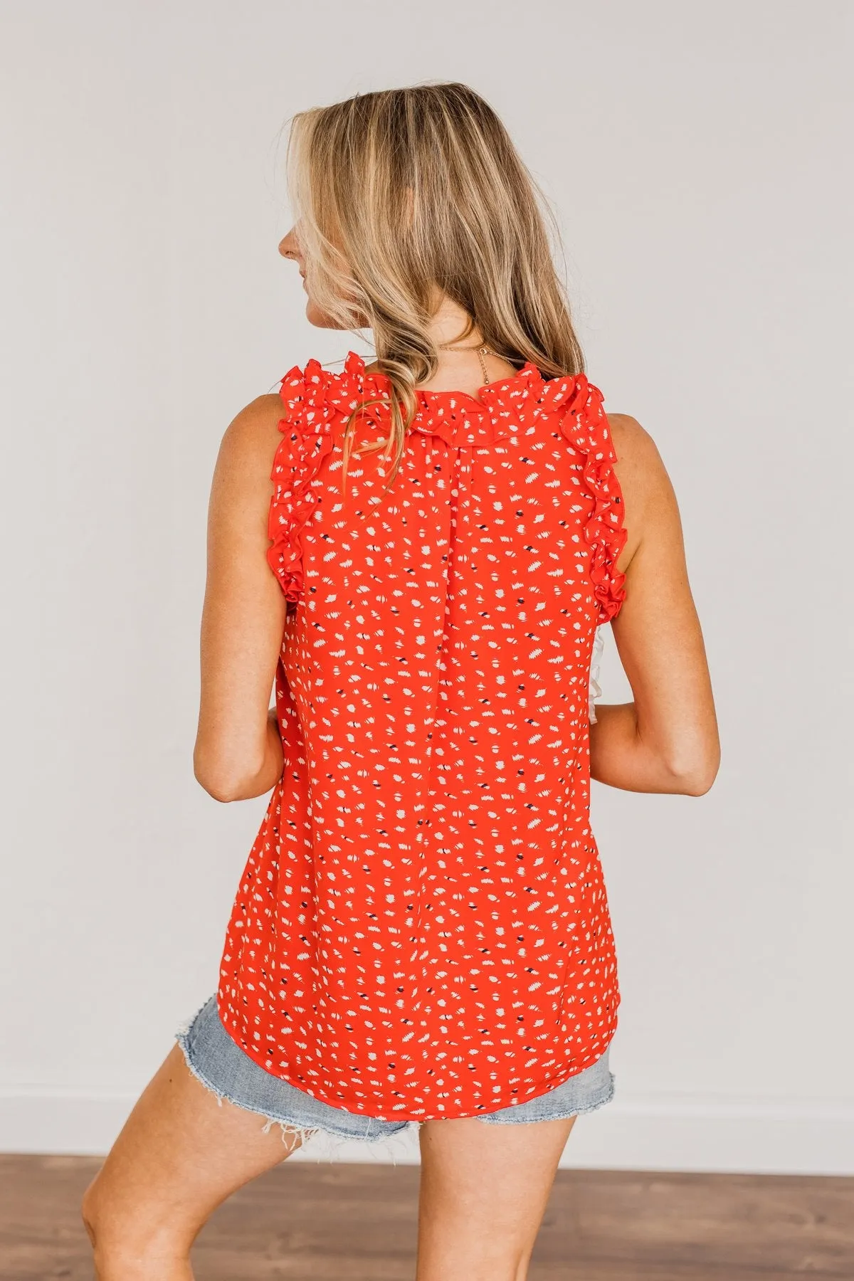 Enjoy Your Company Sleeveless Blouse- Bright Red