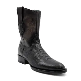 Ferrini Mens Winston R-Toe Black Leather Alligator Cowboy Boots