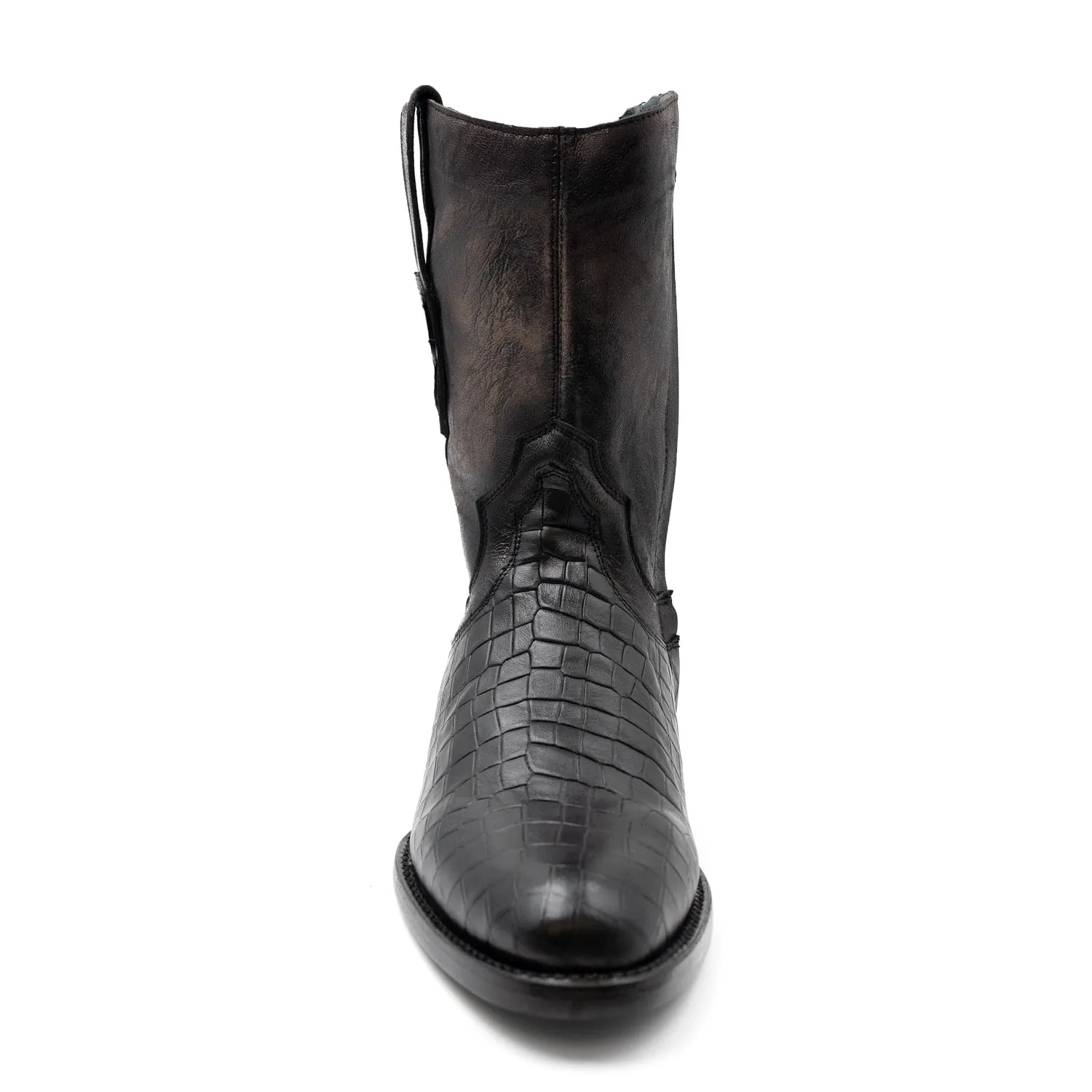 Ferrini Mens Winston R-Toe Black Leather Alligator Cowboy Boots