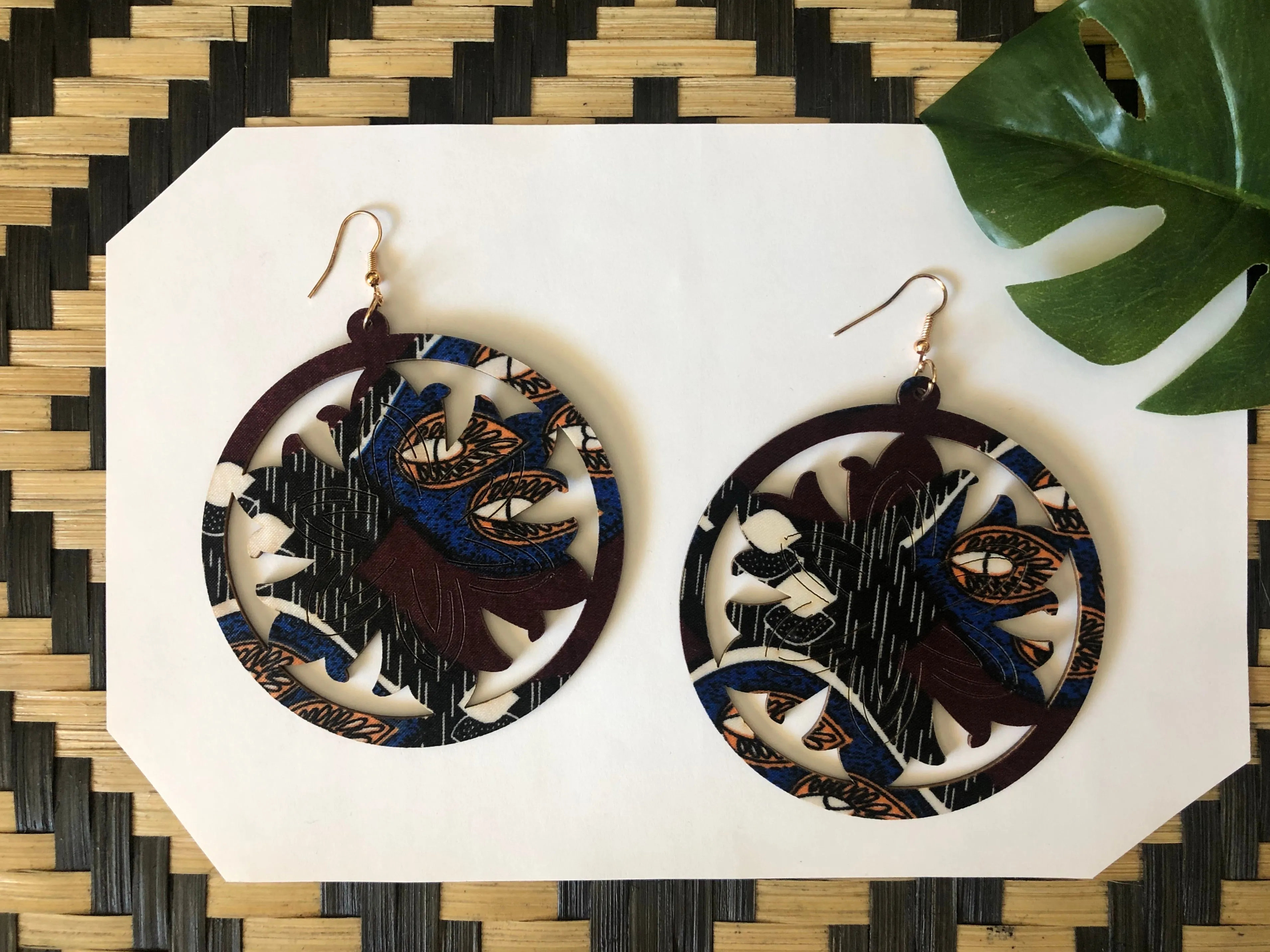 Festival Fabric Wooden Earrings