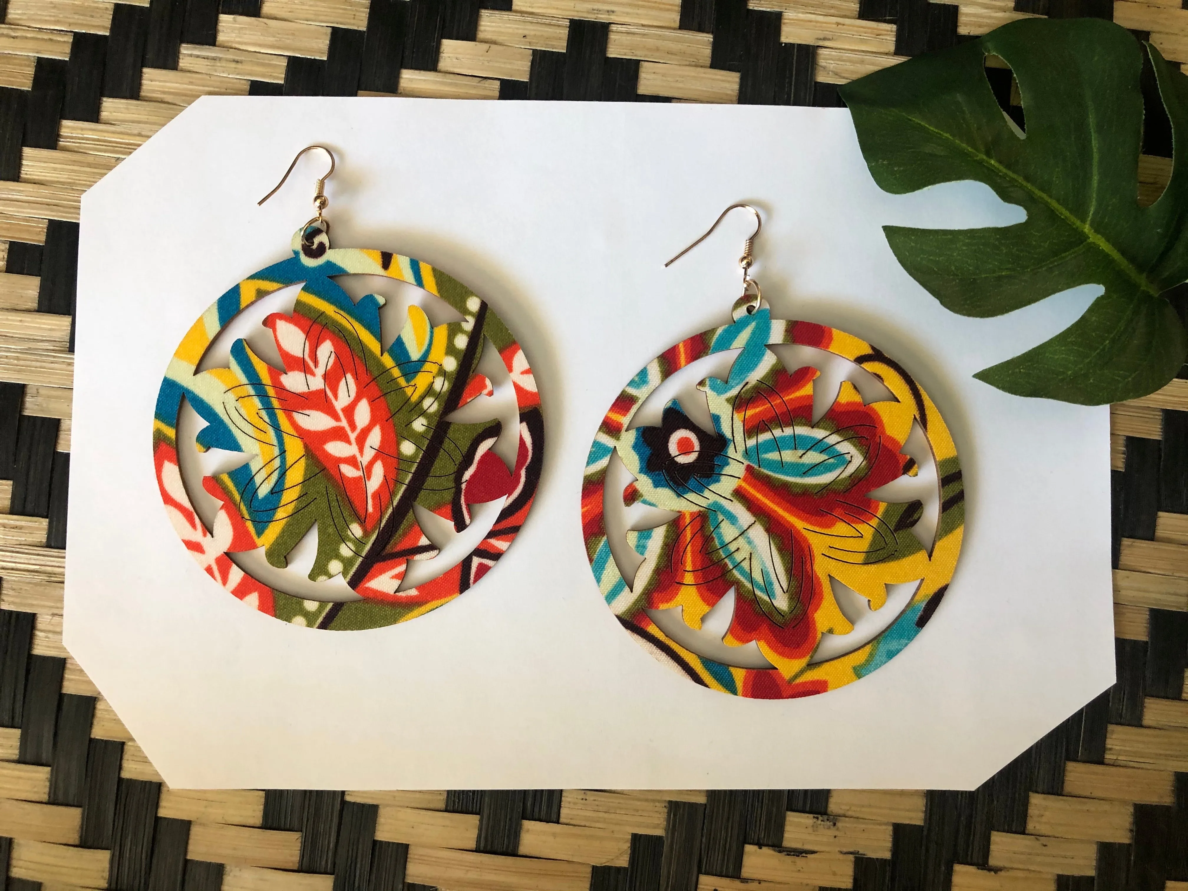 Festival Fabric Wooden Earrings