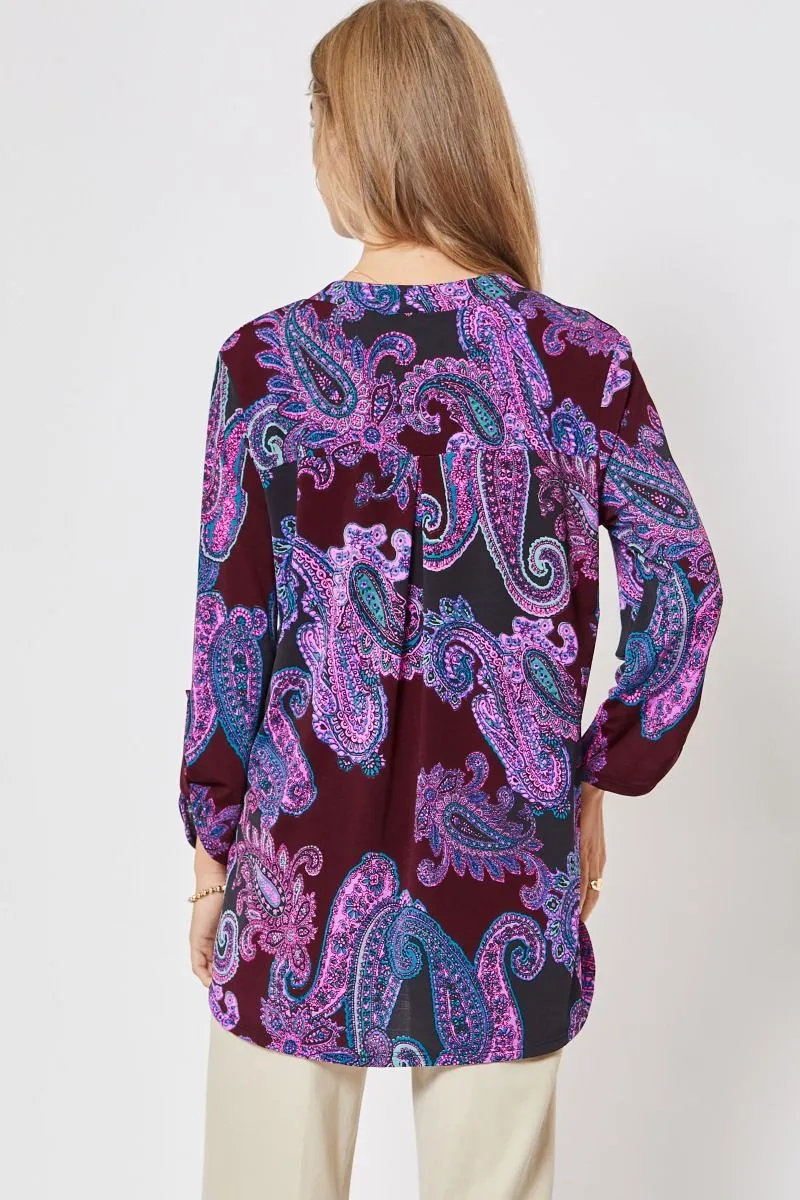 Figure It Out Top - Maroon Paisley