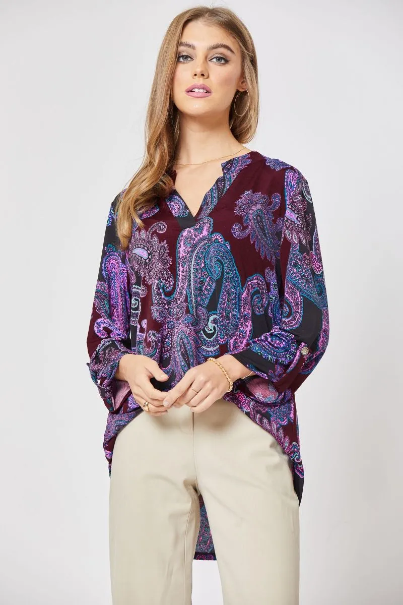 Figure It Out Top - Maroon Paisley