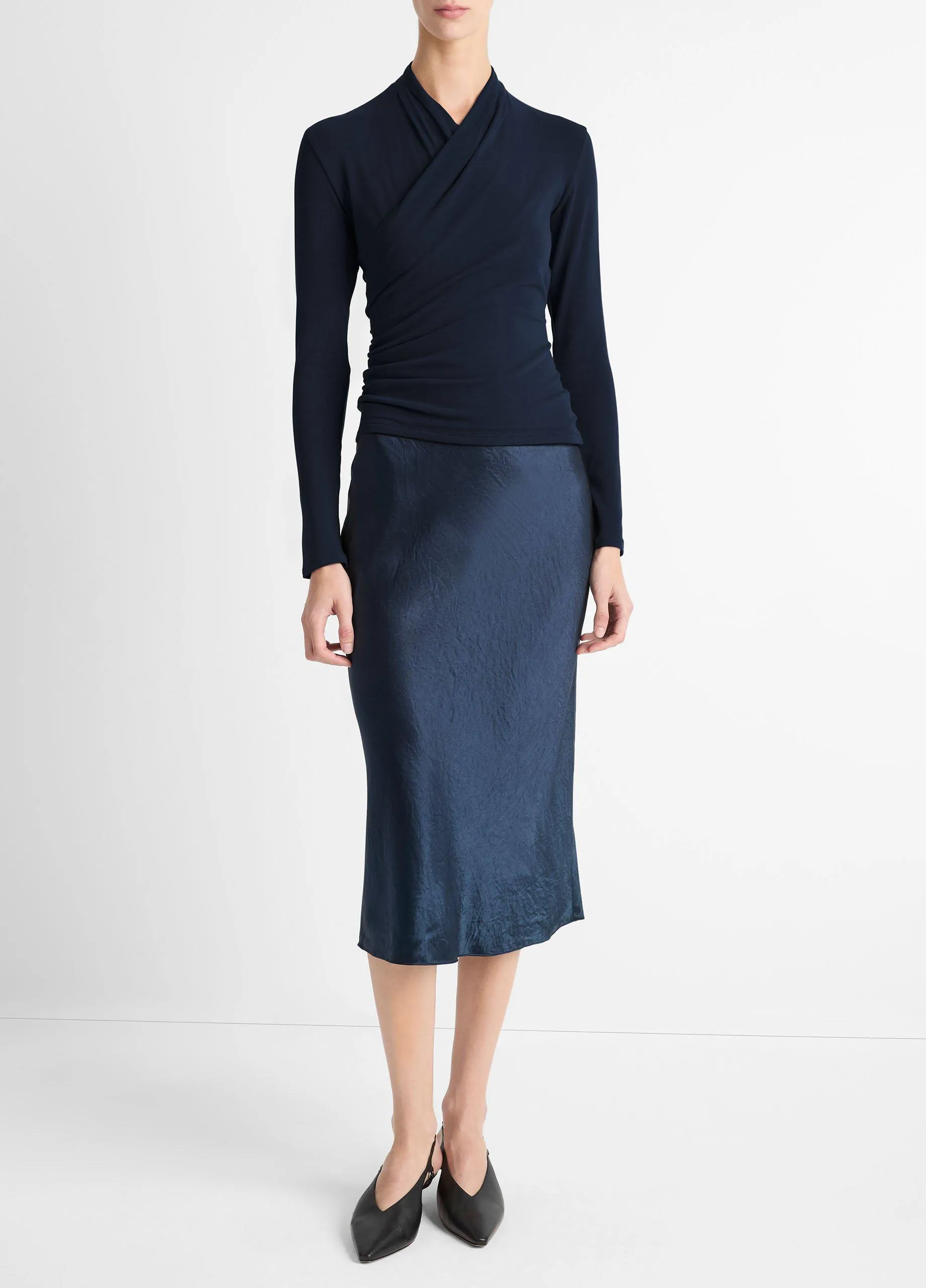Fixed Wrap Long-Sleeve Top