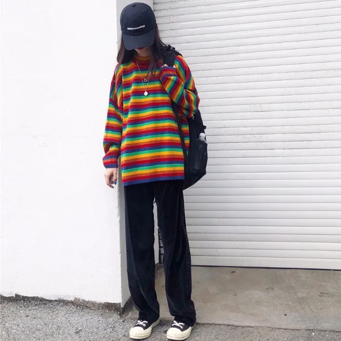 Forest Rainbow Striped Sweater