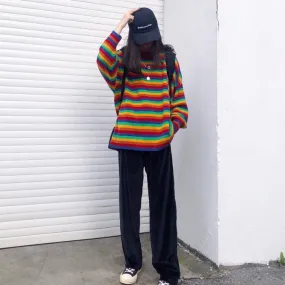 Forest Rainbow Striped Sweater