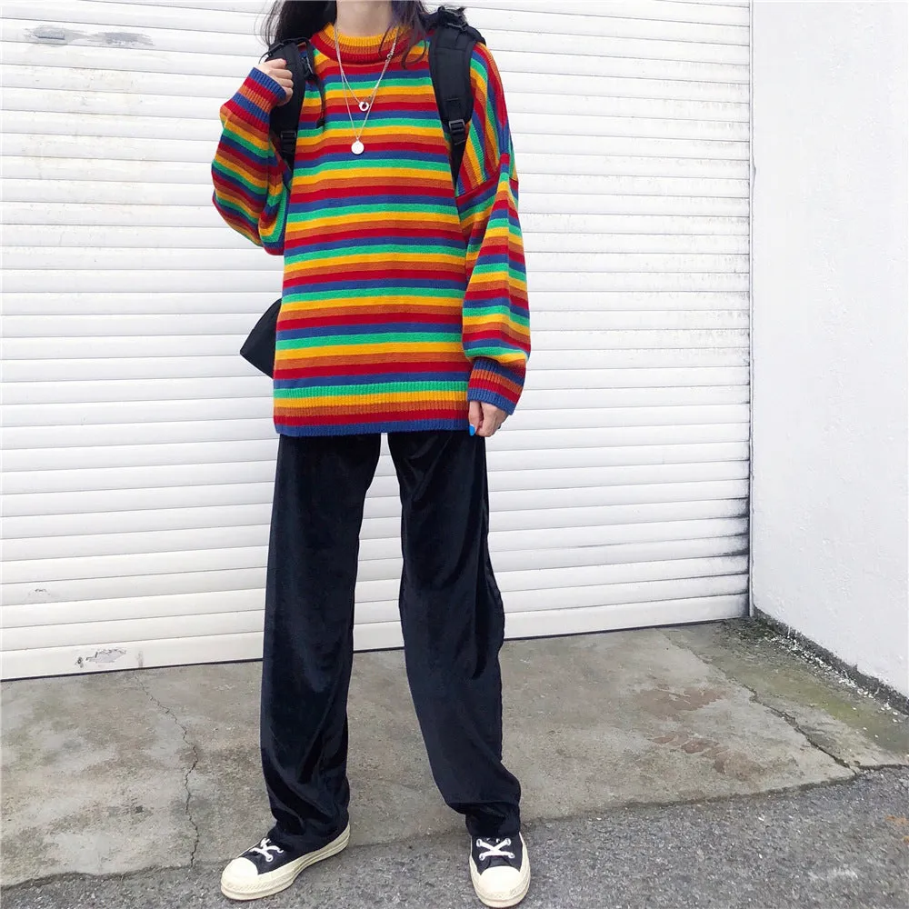 Forest Rainbow Striped Sweater