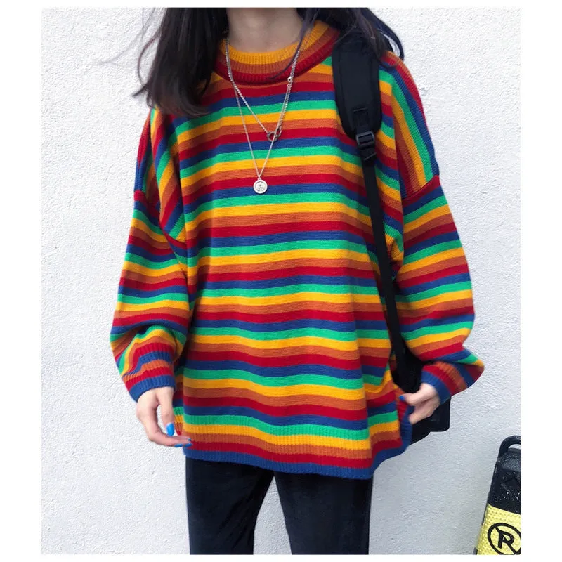 Forest Rainbow Striped Sweater