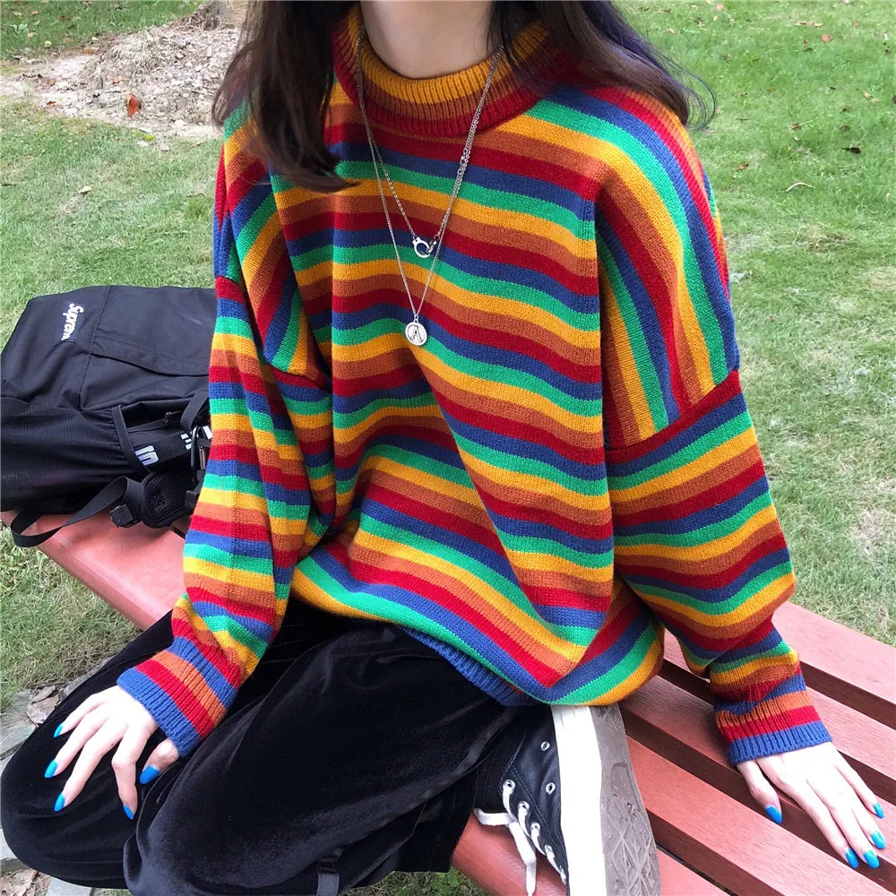 Forest Rainbow Striped Sweater