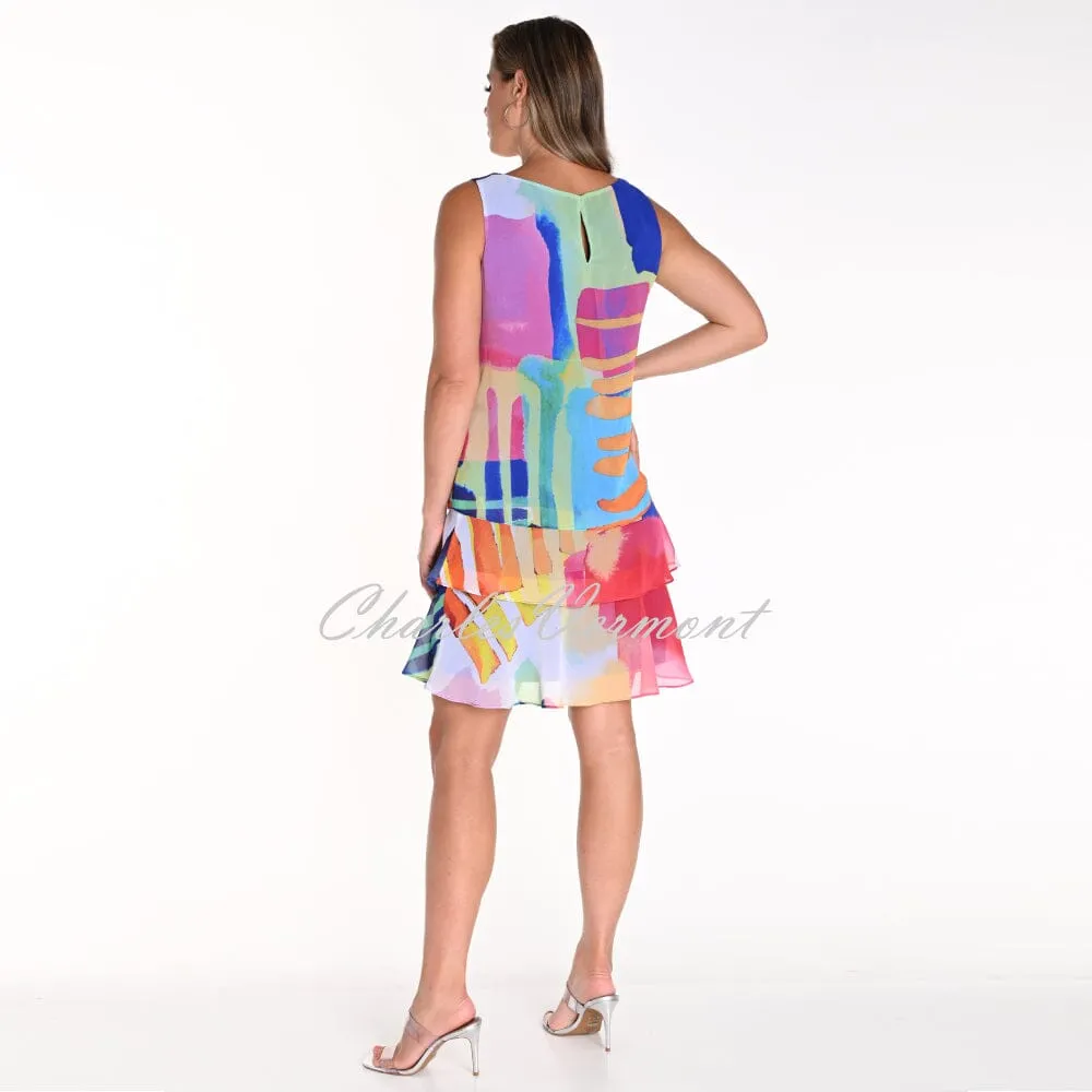 Frank Lyman Abstract Print Tiered Dress - Style 241125