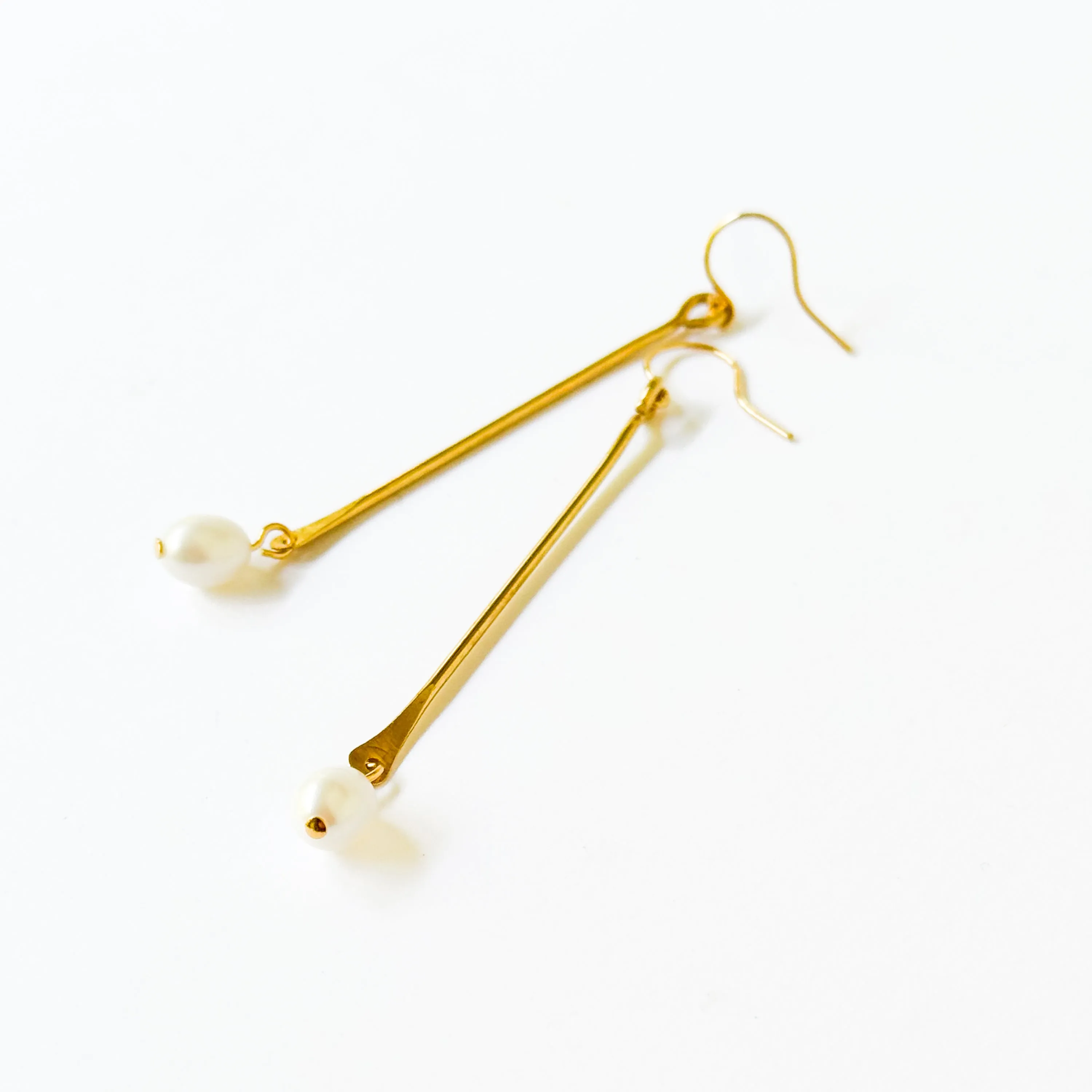 Freshwater Pearl Stick Earrings, Minimalist Pearl Earrings