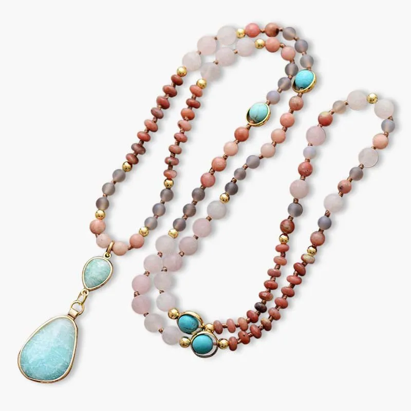 Frosted Turquoise and Amazonite Protection Necklace