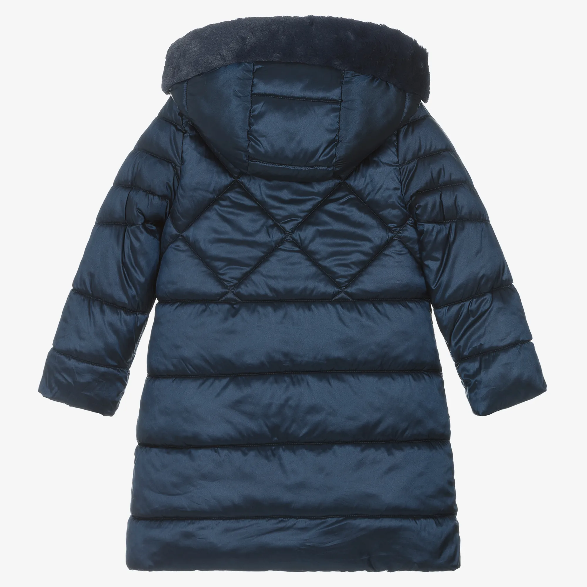 Girls Navy Blue Hooded Puffer Coat