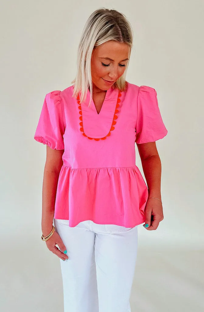 GOIN' PLACES PEPLUM BLOUSE