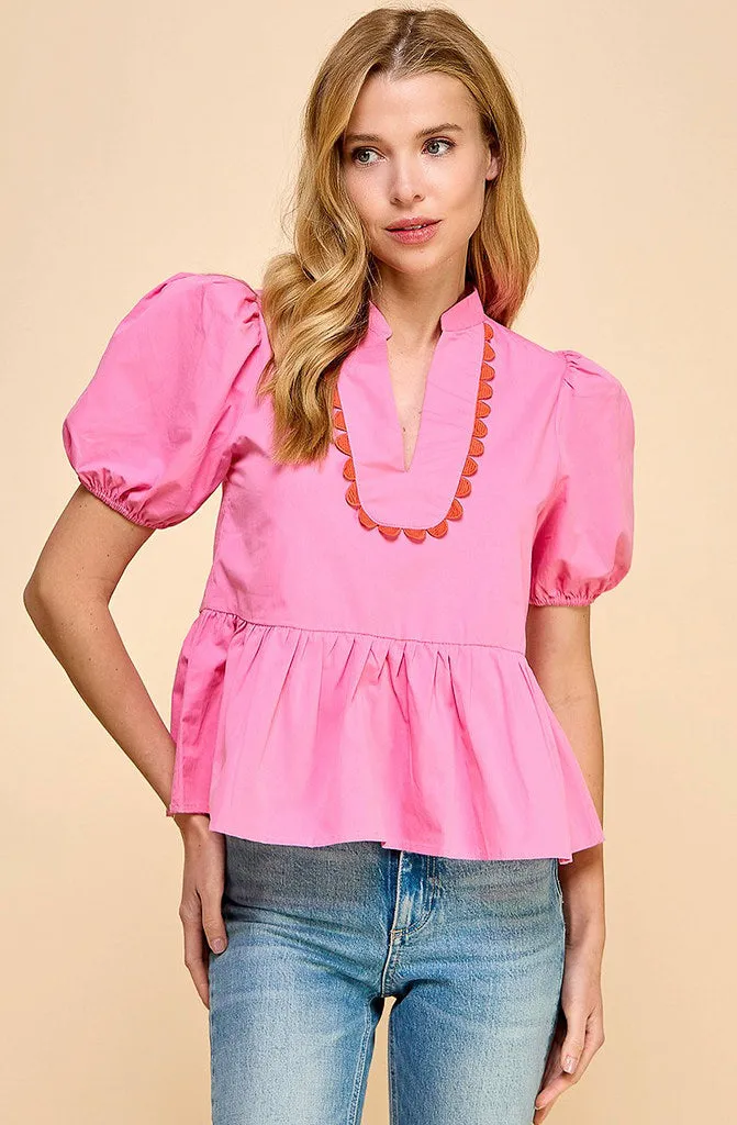 GOIN' PLACES PEPLUM BLOUSE