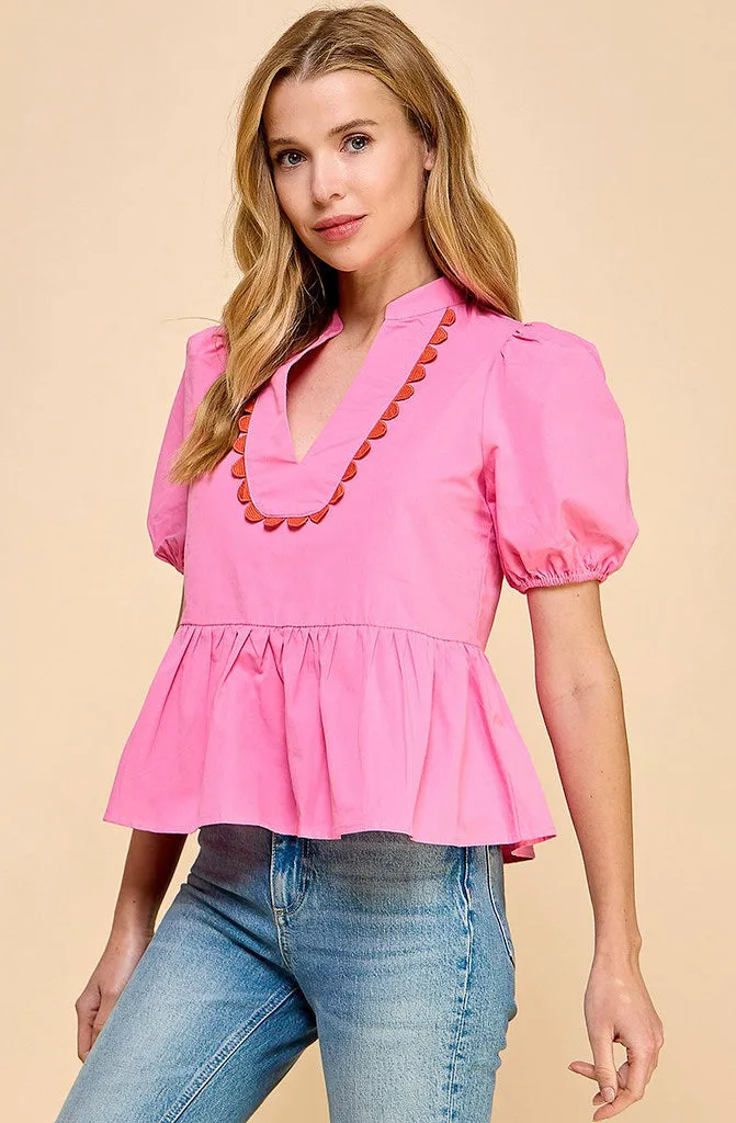 GOIN' PLACES PEPLUM BLOUSE