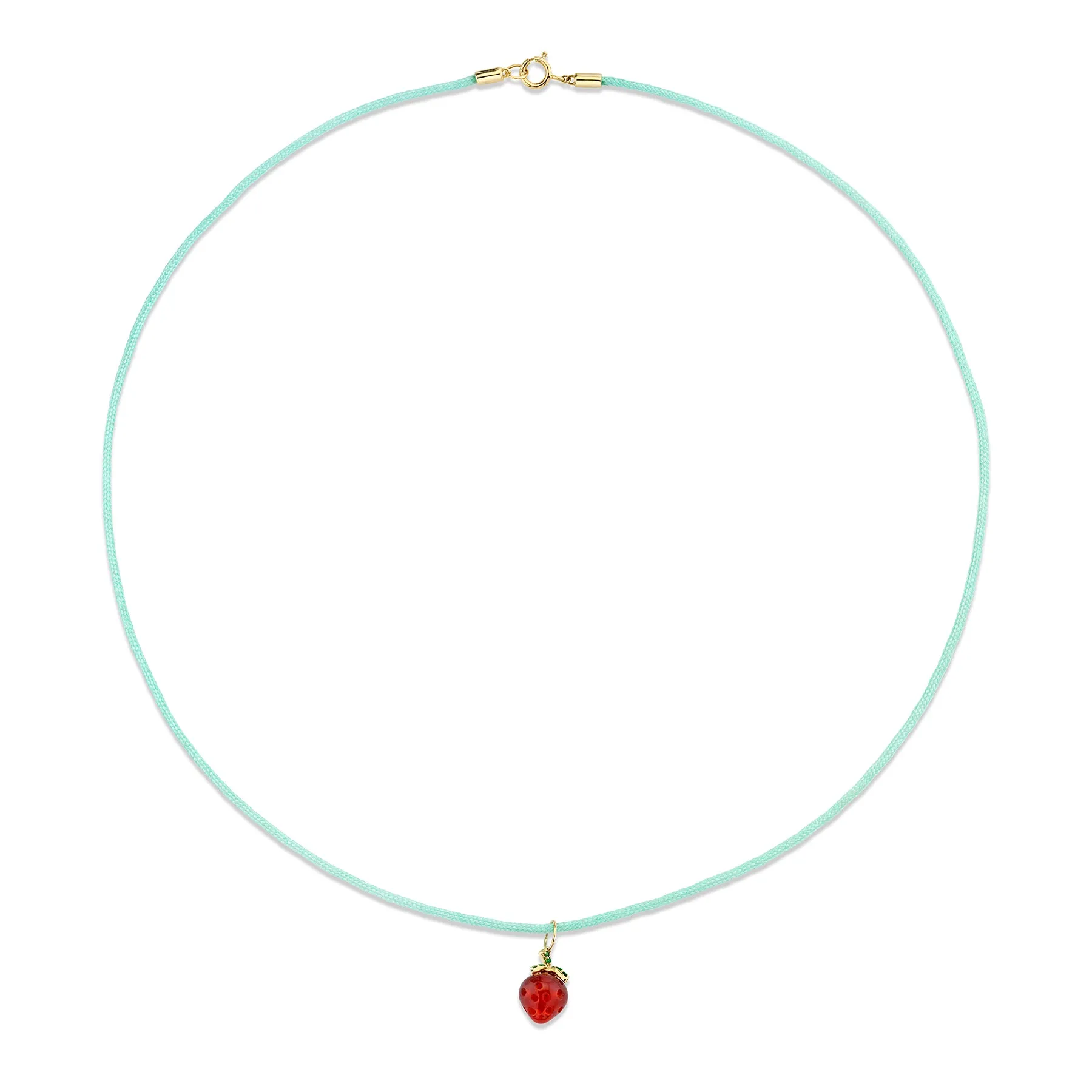 Hand Carved Fruit Necklace - Strawberry / 14k Yellow Gold