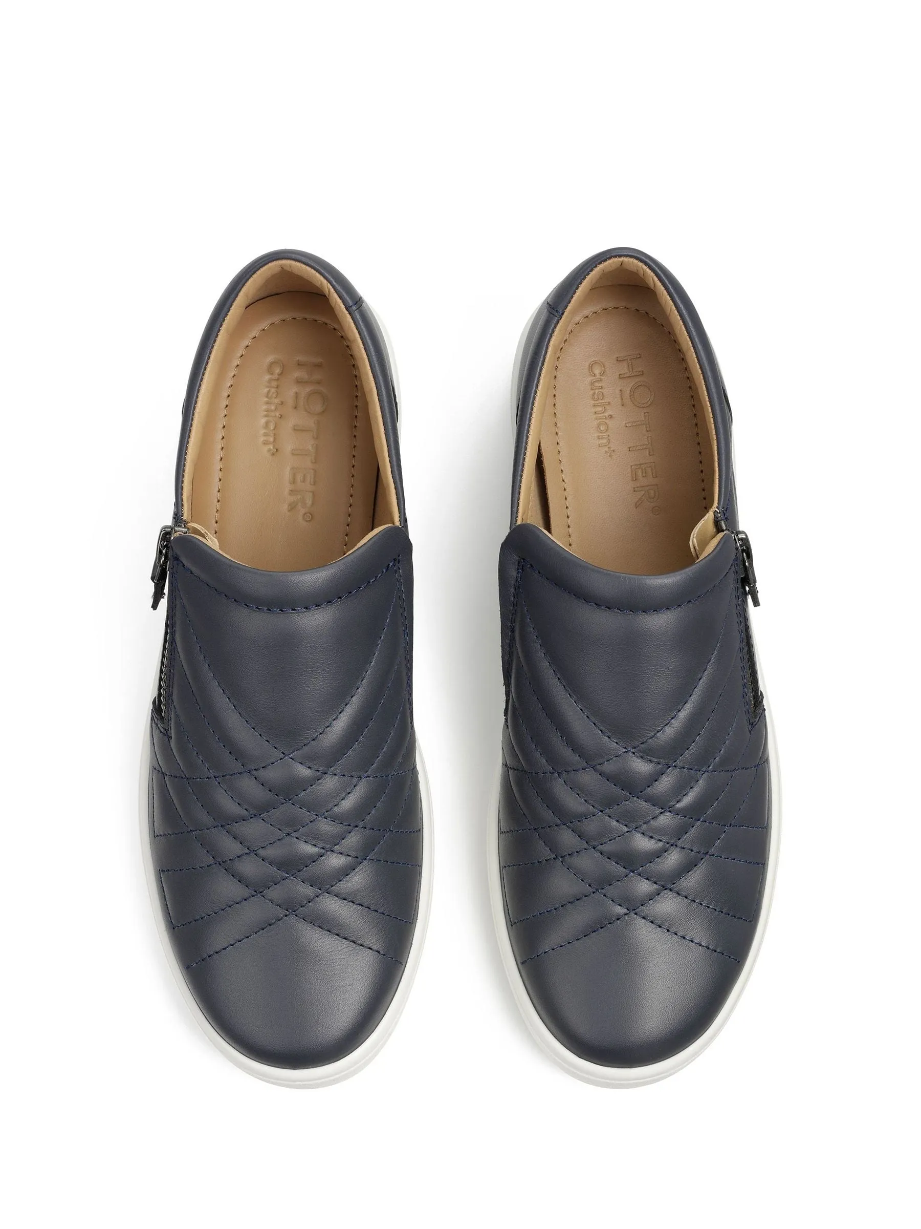 Hotter Blue Regular Fit Poppy Slip-On Zip Shoes