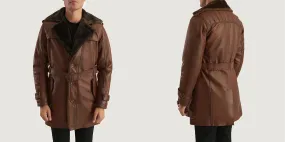 Hunter Distressed Brown Fur Leather Coat