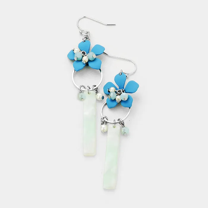 iLLASPARKZ Bloom Flower Celluloid Acetate Rectangle Dangle Earrings