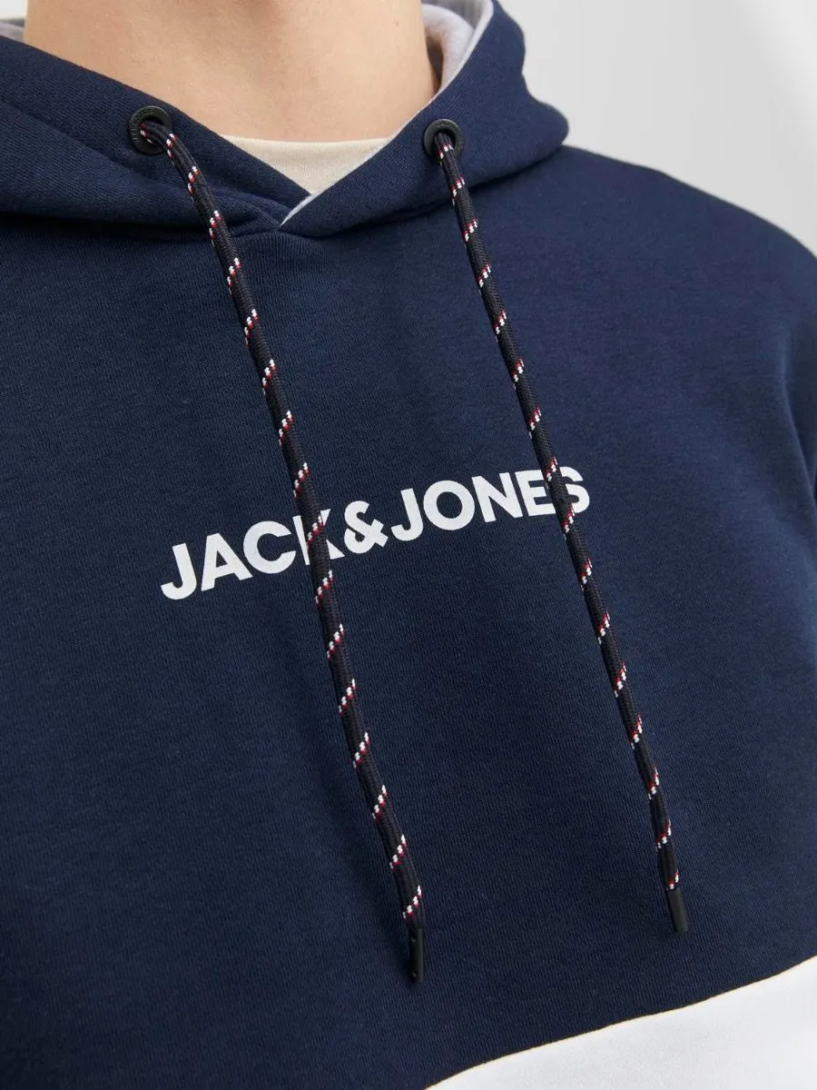 Jack & Jones Blocking Logo Hooded Sweatshirts Navy Blazer