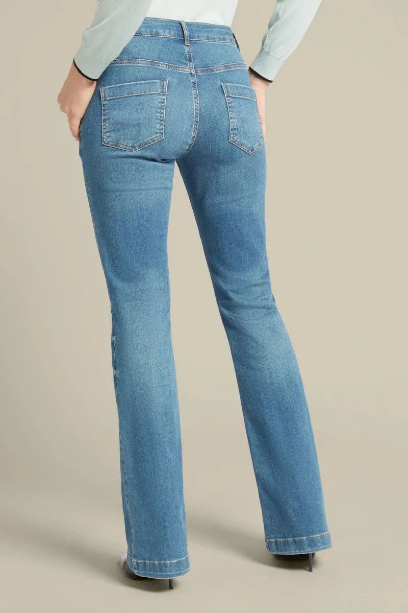 Jeans flare in cotone sostenibile donna Azzurro