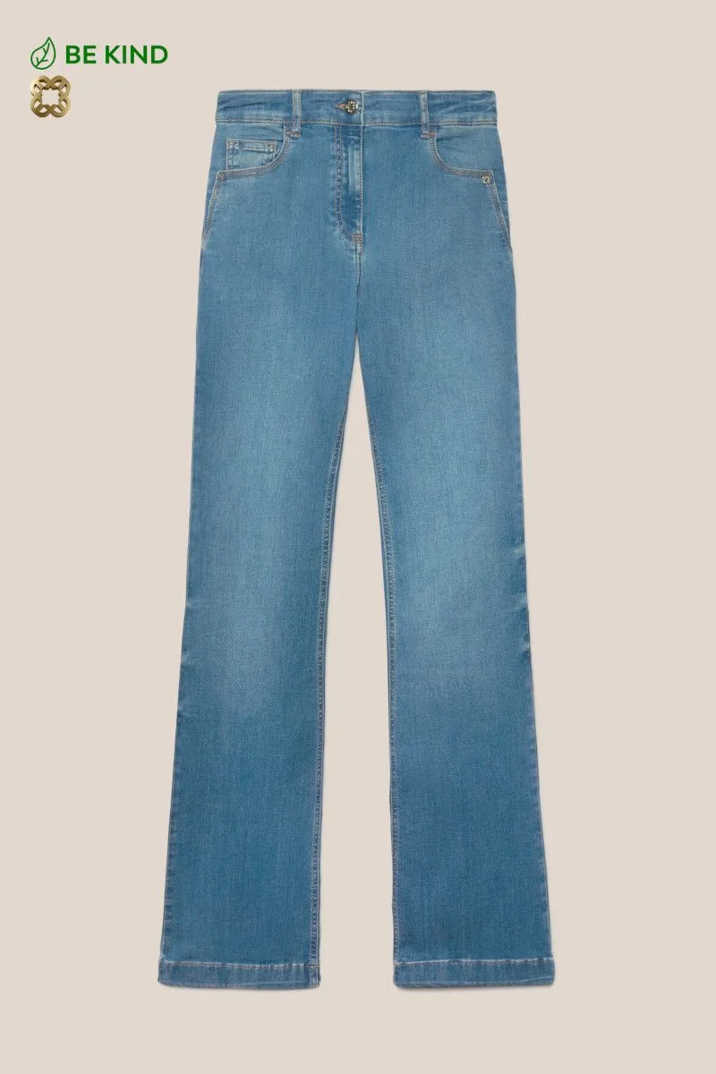 Jeans flare in cotone sostenibile donna Azzurro