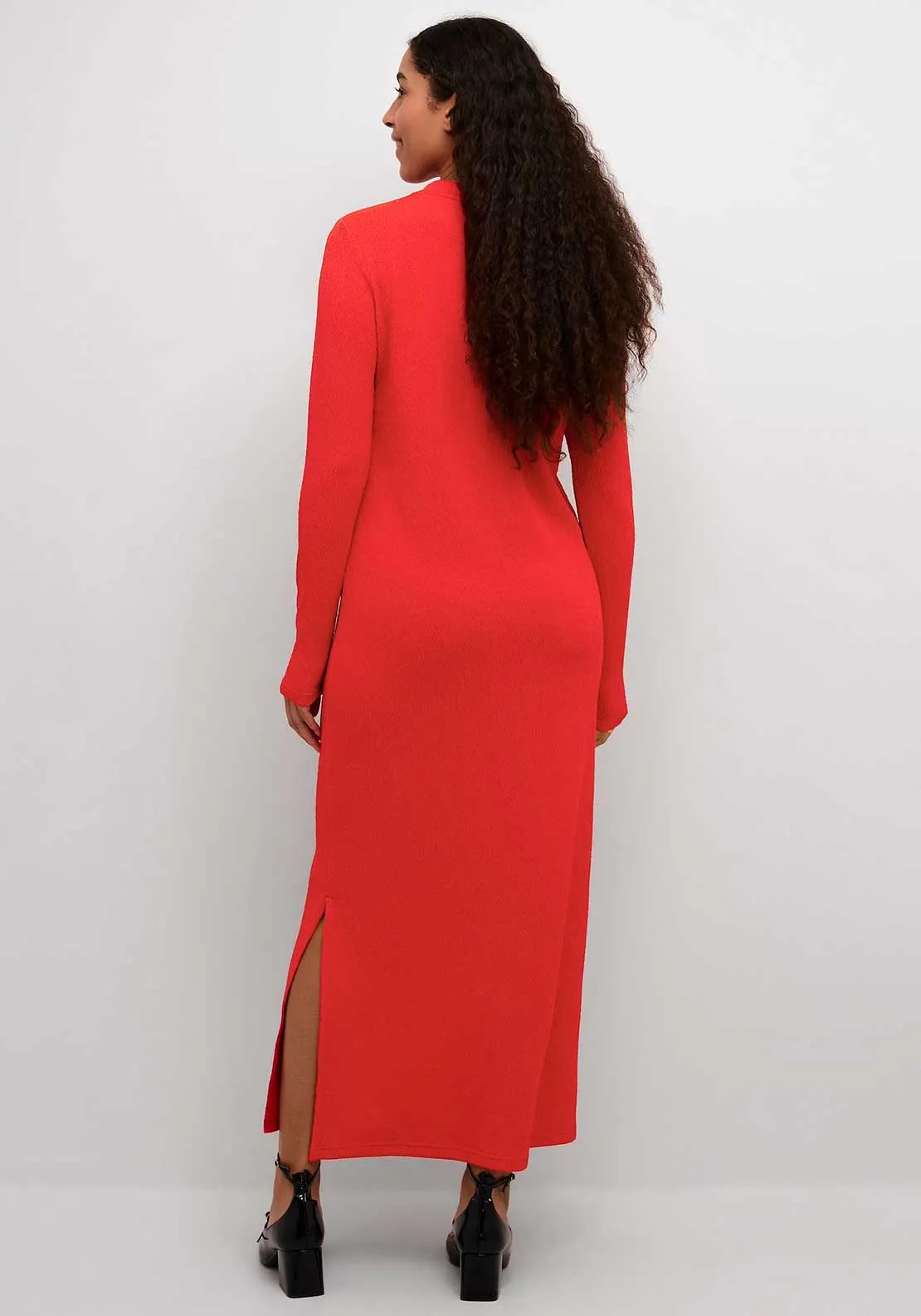 Kaffe Robin Textured Maxi Dress, Red