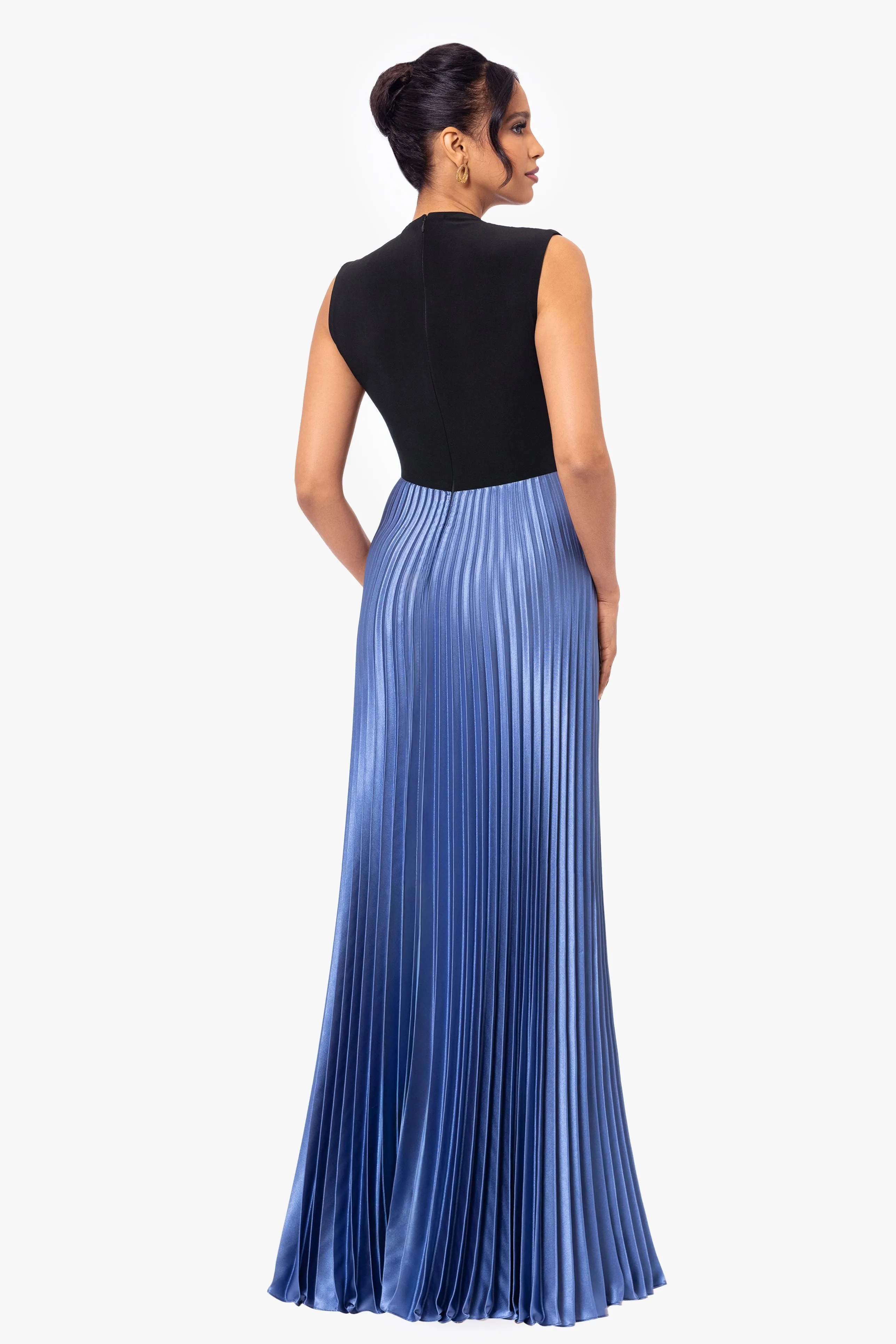 Katrina Long Jersey Knit Pleated Skirt Dress