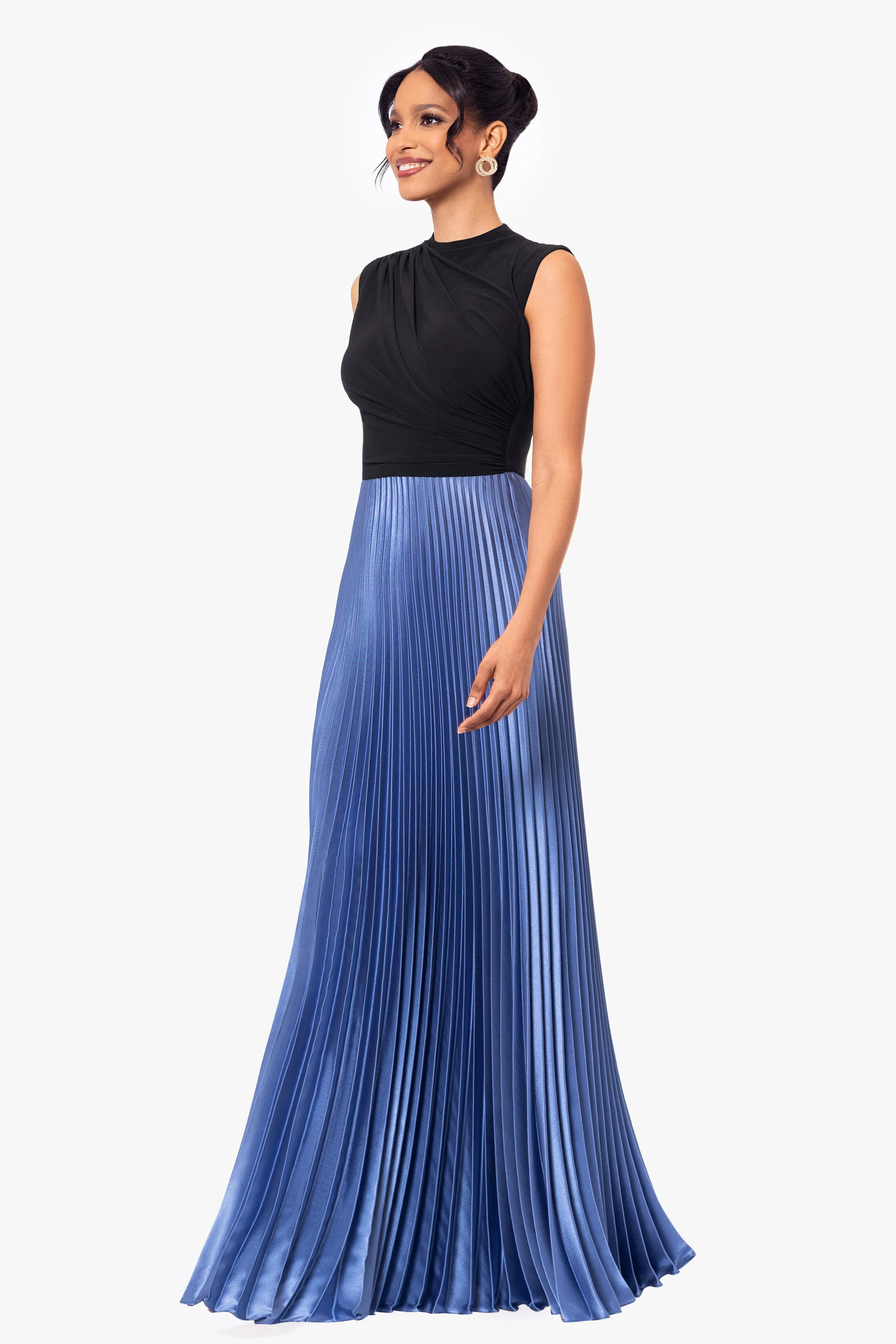 Katrina Long Jersey Knit Pleated Skirt Dress