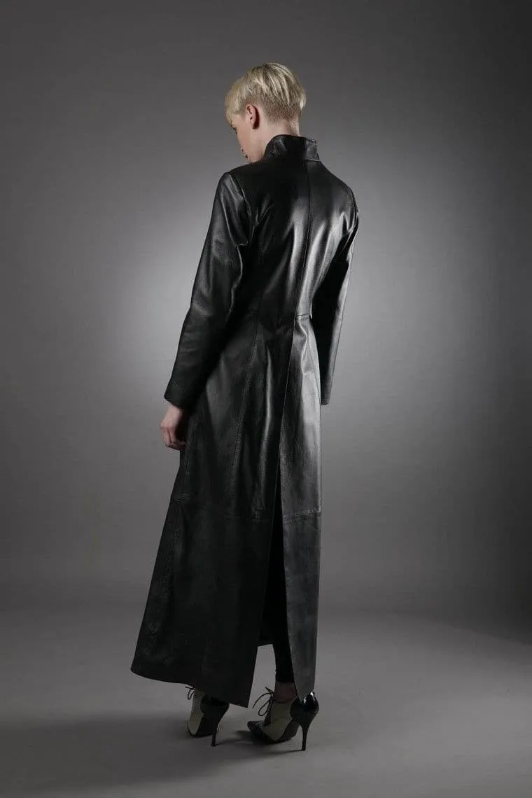 Ladies Leather Matrix Coat in Black