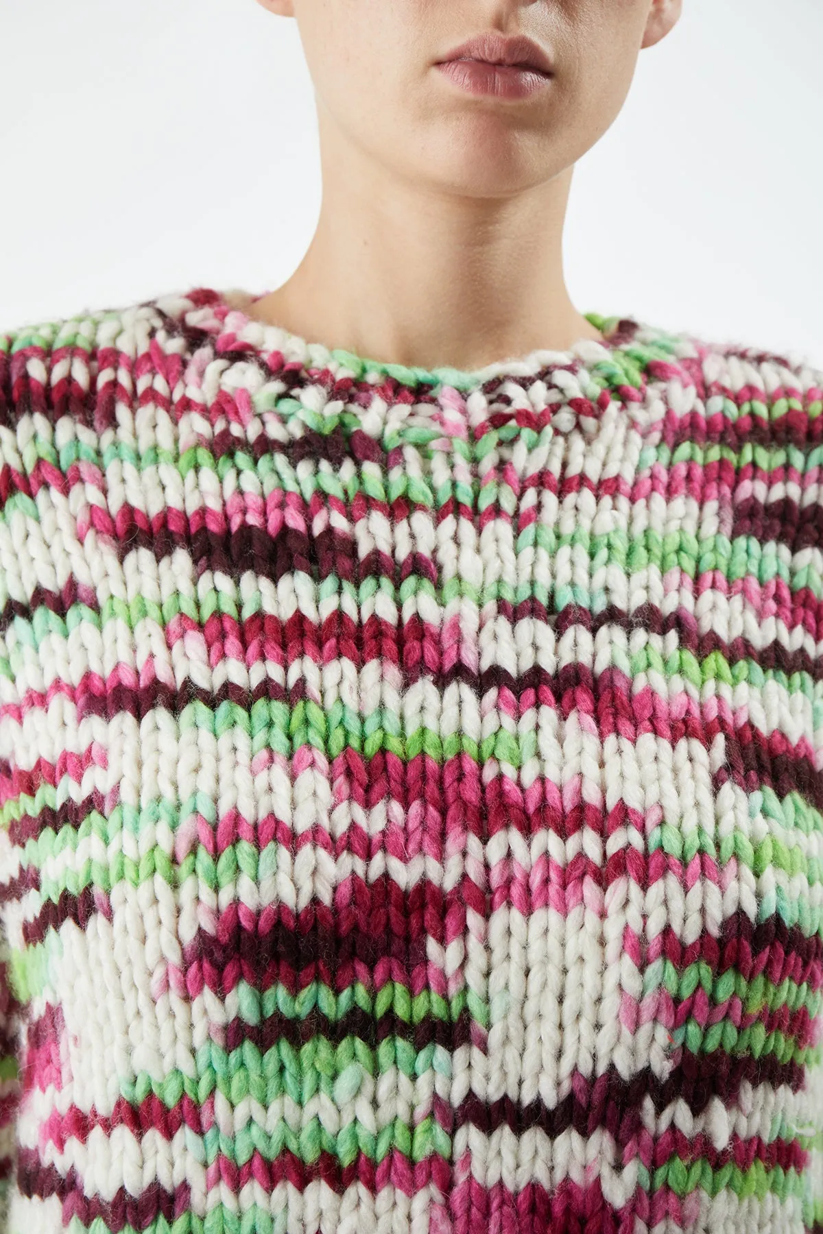 Lawrence Knit Sweater in Space Dye Jewel Multi Welfat Cashmere