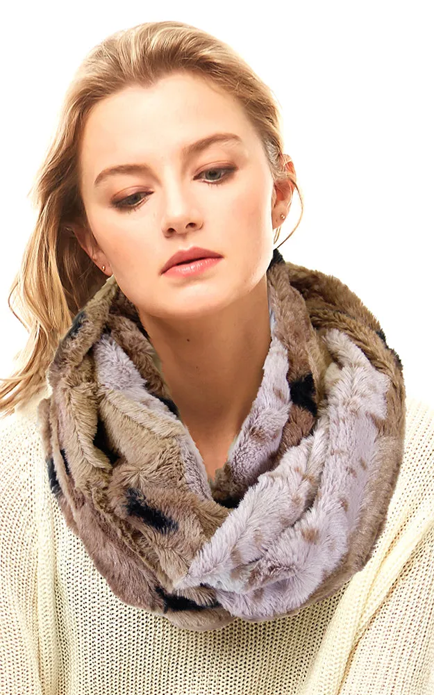 LOF764 Leopard Faux Fur Infinity Scarf