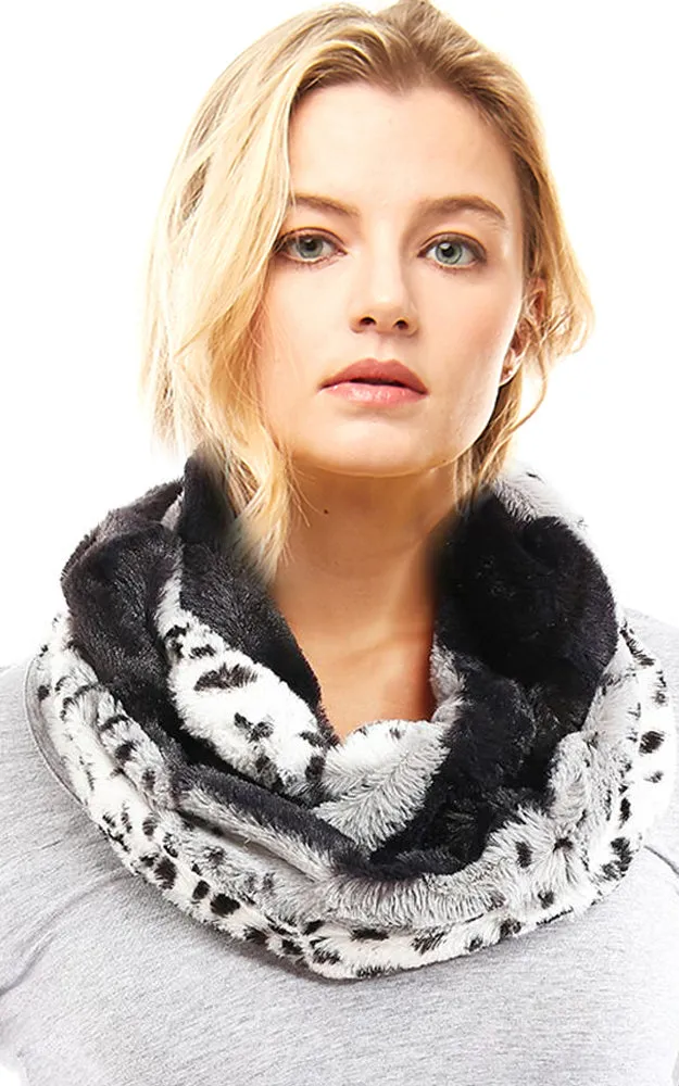 LOF764 Leopard Faux Fur Infinity Scarf