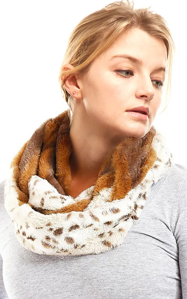 LOF764 Leopard Faux Fur Infinity Scarf