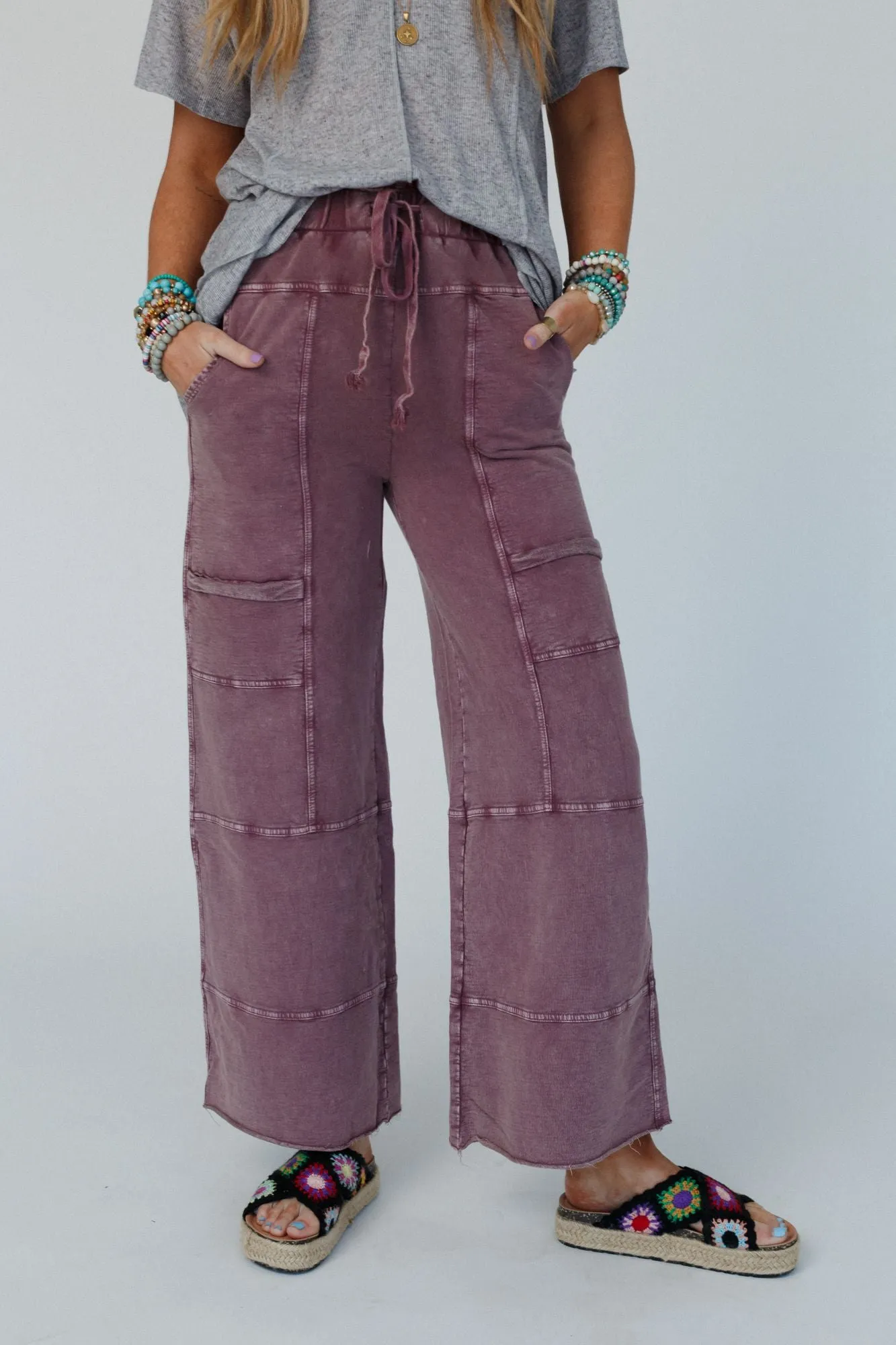 Lucky One Wide Leg Full Pant - Plum