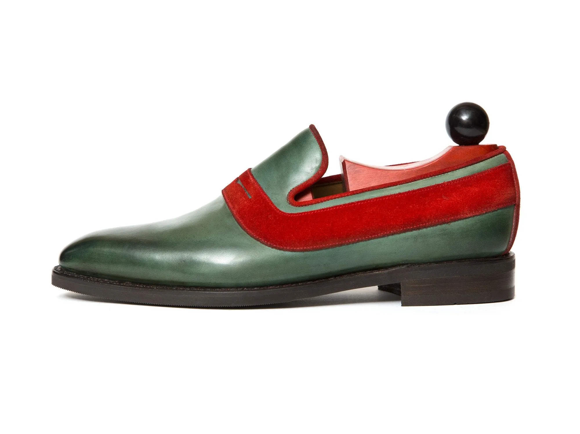 Marcos - MTO - Forest Green Calf / Red Suede - LPB Last - City Rubber Sole