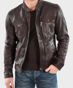 Mens Brown Casual Leather Jacket | Casual Brown Jacket