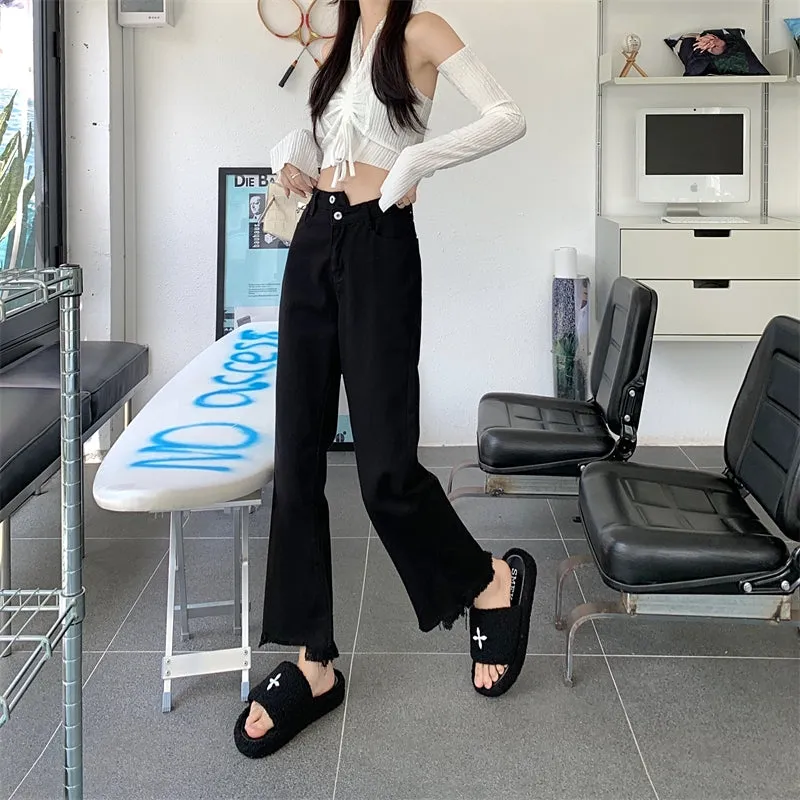 Micro-La jeans female 2023 new black flared pants LL-491