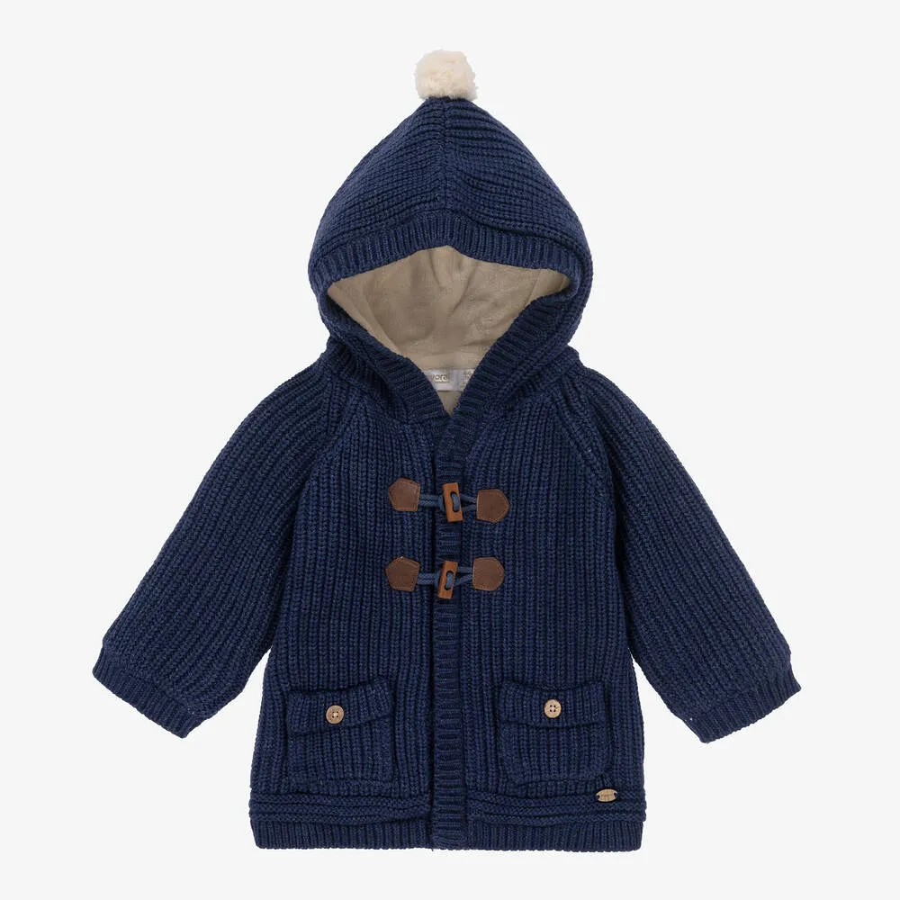 Navy Blue Knitted Cotton Pram Coat