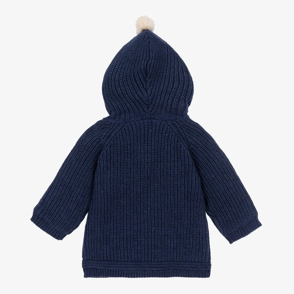 Navy Blue Knitted Cotton Pram Coat