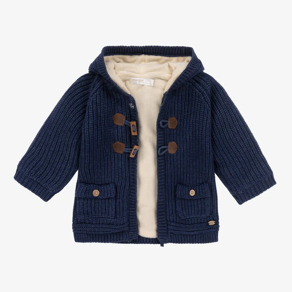 Navy Blue Knitted Cotton Pram Coat