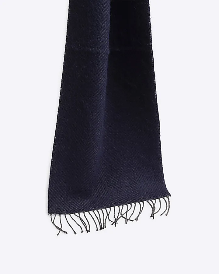 Navy Herringbone Scarf