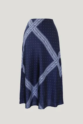 Navy Scarf Print Maya Skirt